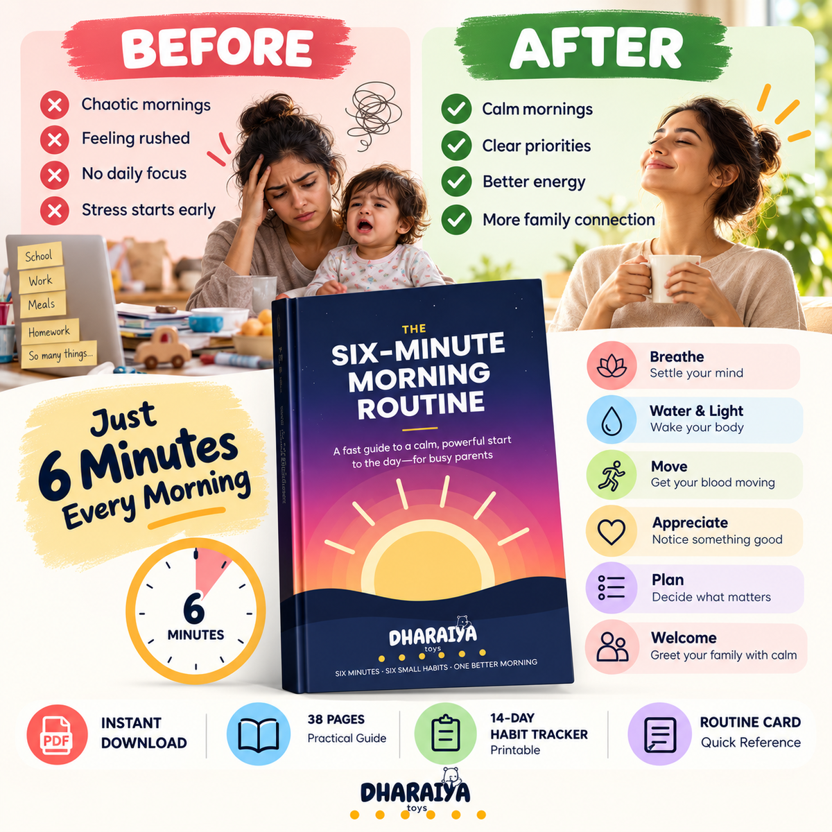 The Six-Minute Morning Routine: A Calm & Powerful Start for Busy Parents.