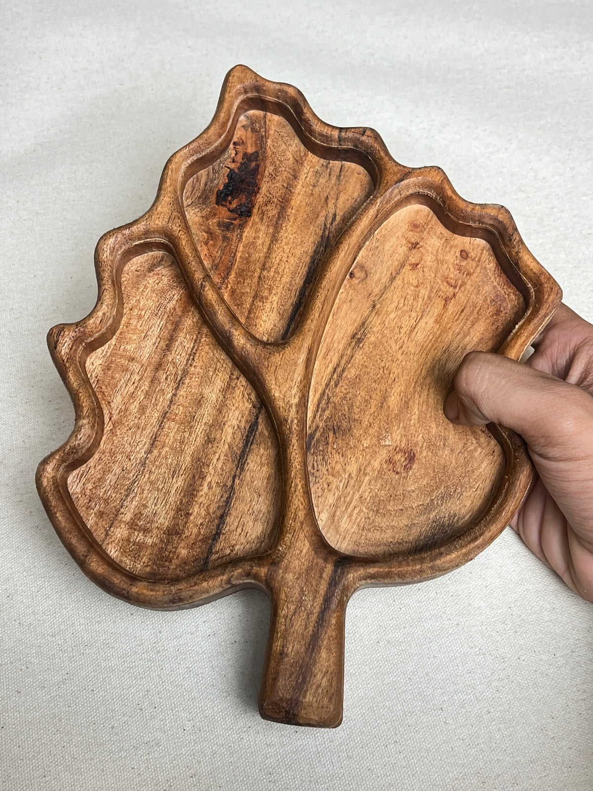 Natural Wood Leaf Shaped Serving Plate