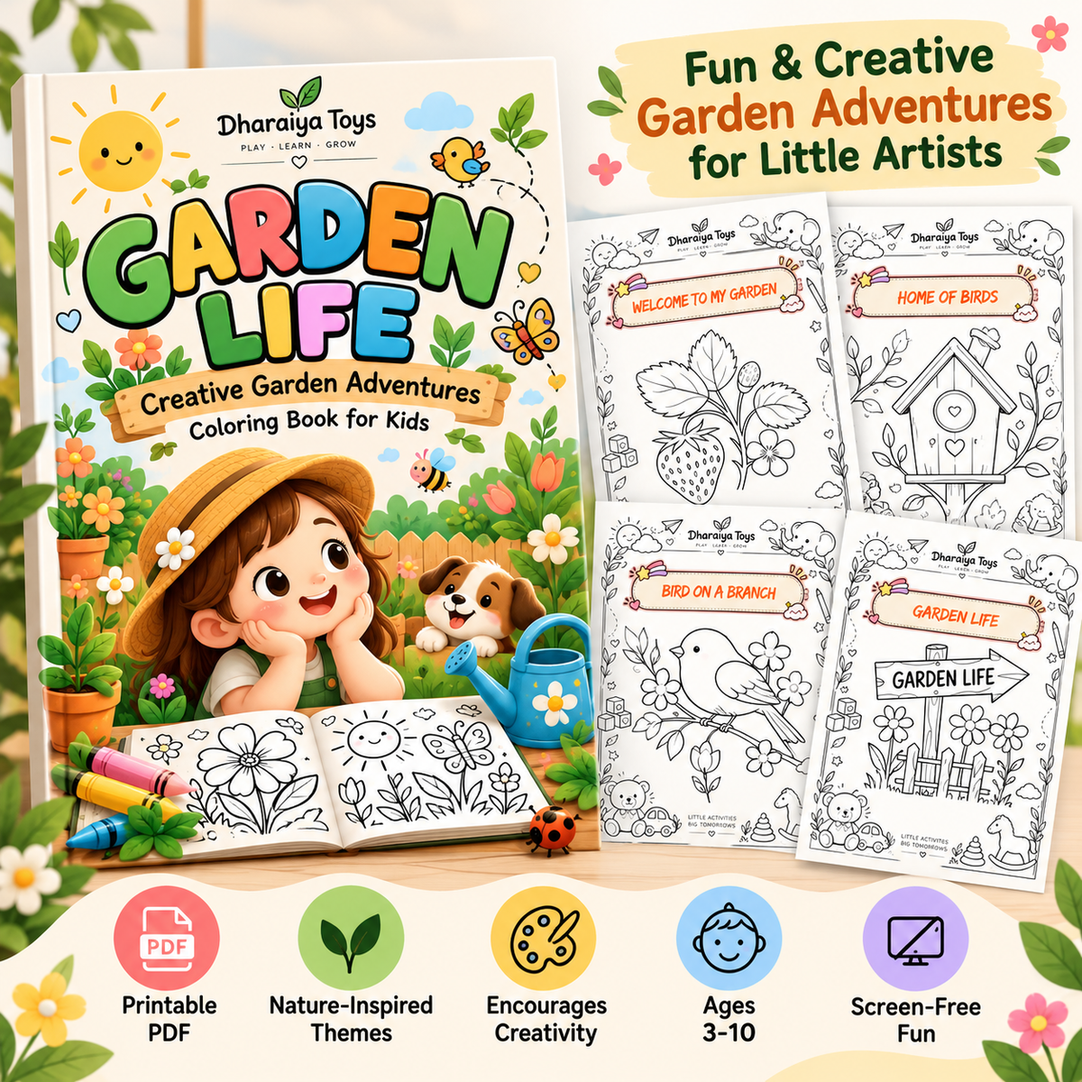 Garden Life – Creative Garden Adventures Coloring Book for Kids (Digital Download)