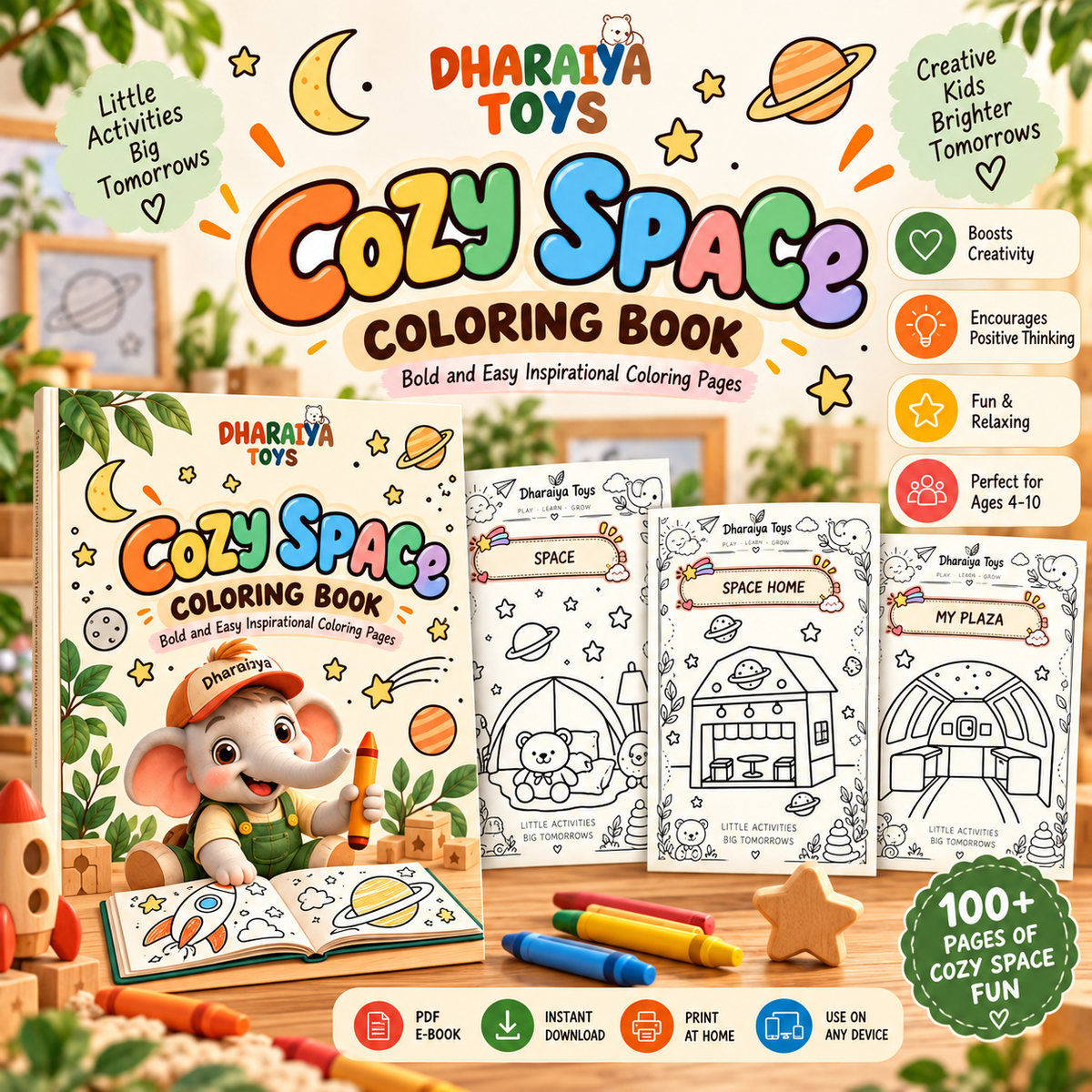 100+ Cozy Space Coloring Book | INSTANT DOWNLOAD