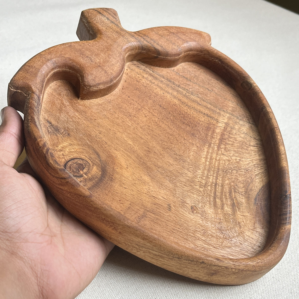 Artisan Wooden Strawberry Serving Plate - Dharaiya Toys