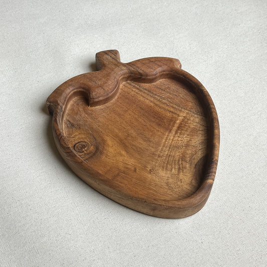 Artisan Wooden Strawberry Serving Plate - Dharaiya Toys