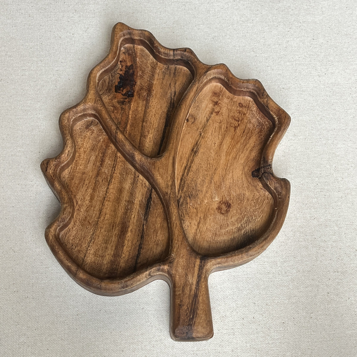 Natural Wood Leaf Shaped Serving Plate