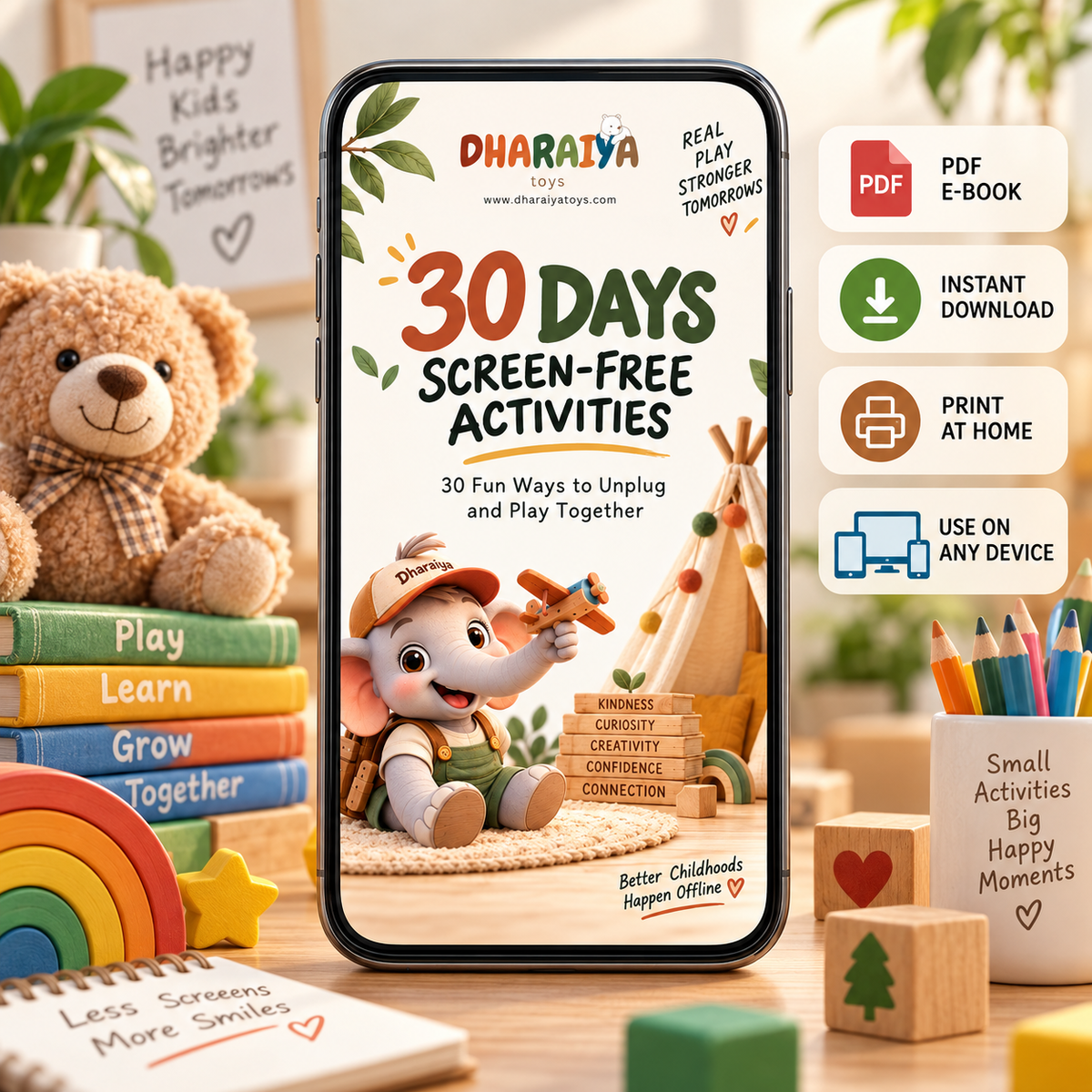 30 Days of Screen-Free Fun – Activity Book for Kids Ages 3–10 | INSTANT DOWNLOAD