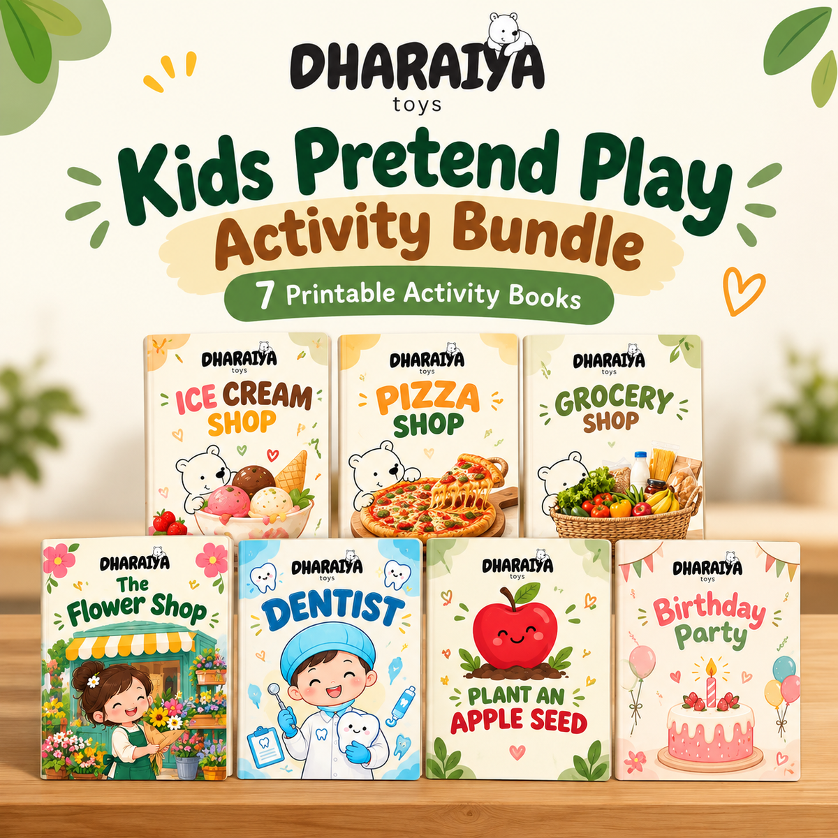 Kids Pretend Play Activity Bundle (7 Printable Activity Books)